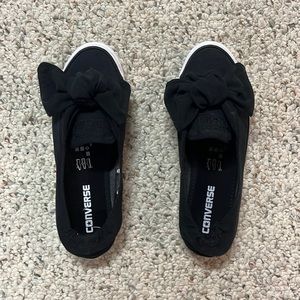 Converse Black Slip-On Bow Athletic Shoes